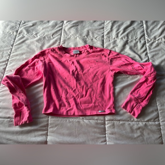 Bombshell Sportswear Pink Distressed Sweatshirt - Picture 5 of 5